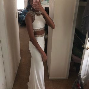 FAVIANA S7926 Lace Up 2 Piece Prom Dress